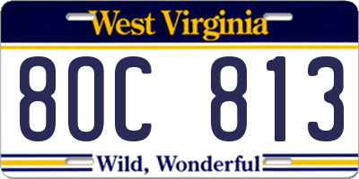 WV license plate 8OC813