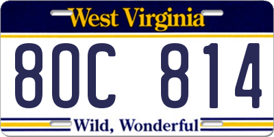 WV license plate 8OC814