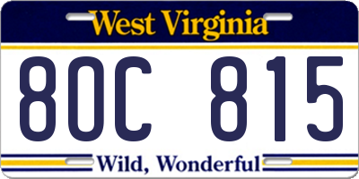 WV license plate 8OC815