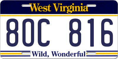 WV license plate 8OC816