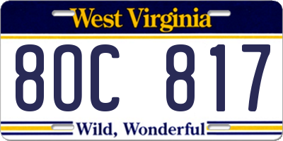 WV license plate 8OC817