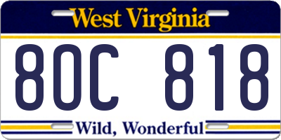 WV license plate 8OC818