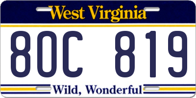 WV license plate 8OC819