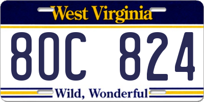WV license plate 8OC824