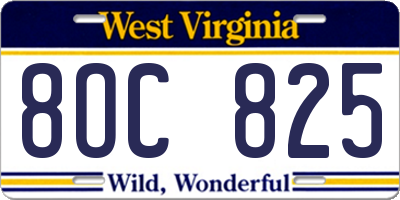 WV license plate 8OC825
