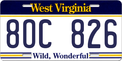 WV license plate 8OC826