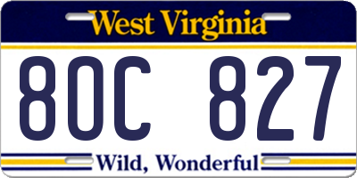 WV license plate 8OC827