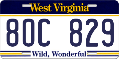 WV license plate 8OC829