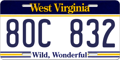 WV license plate 8OC832
