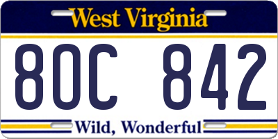 WV license plate 8OC842