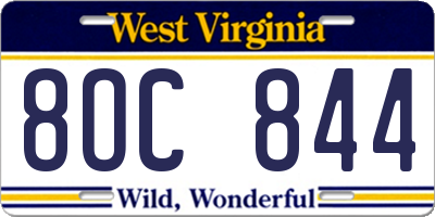 WV license plate 8OC844