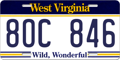 WV license plate 8OC846