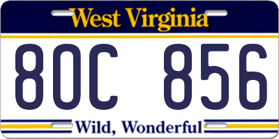 WV license plate 8OC856