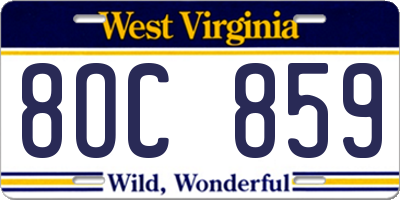 WV license plate 8OC859
