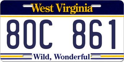 WV license plate 8OC861