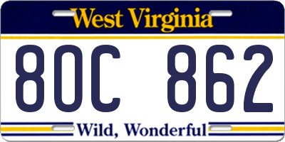 WV license plate 8OC862