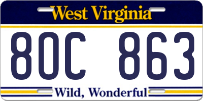 WV license plate 8OC863