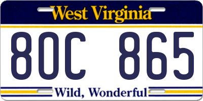WV license plate 8OC865