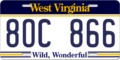 WV license plate 8OC866