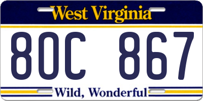 WV license plate 8OC867