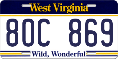 WV license plate 8OC869