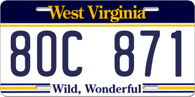 WV license plate 8OC871