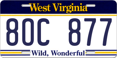 WV license plate 8OC877