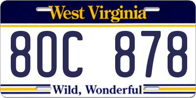 WV license plate 8OC878