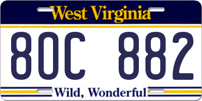WV license plate 8OC882