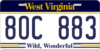 WV license plate 8OC883