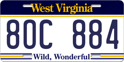 WV license plate 8OC884