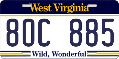WV license plate 8OC885