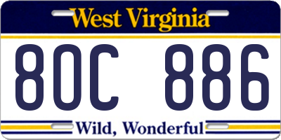 WV license plate 8OC886