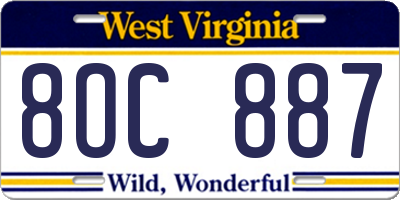 WV license plate 8OC887