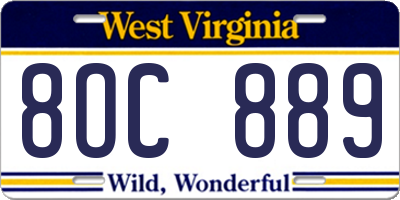 WV license plate 8OC889