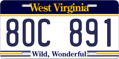 WV license plate 8OC891