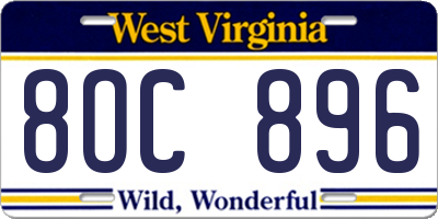 WV license plate 8OC896