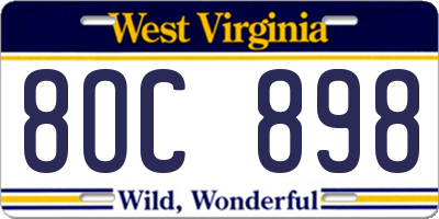 WV license plate 8OC898