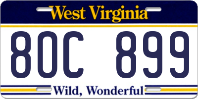 WV license plate 8OC899