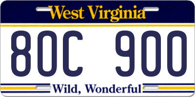 WV license plate 8OC900