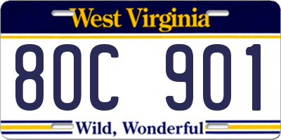 WV license plate 8OC901