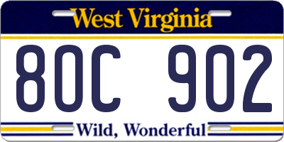 WV license plate 8OC902