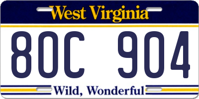 WV license plate 8OC904