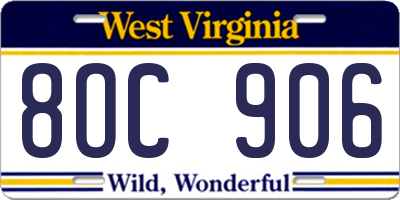 WV license plate 8OC906