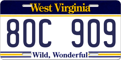 WV license plate 8OC909