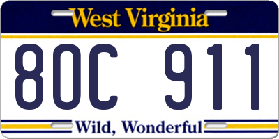 WV license plate 8OC911