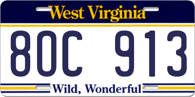 WV license plate 8OC913