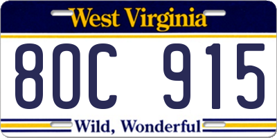WV license plate 8OC915