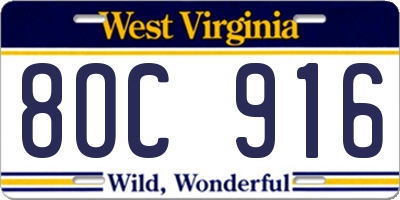 WV license plate 8OC916