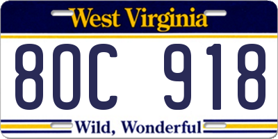 WV license plate 8OC918